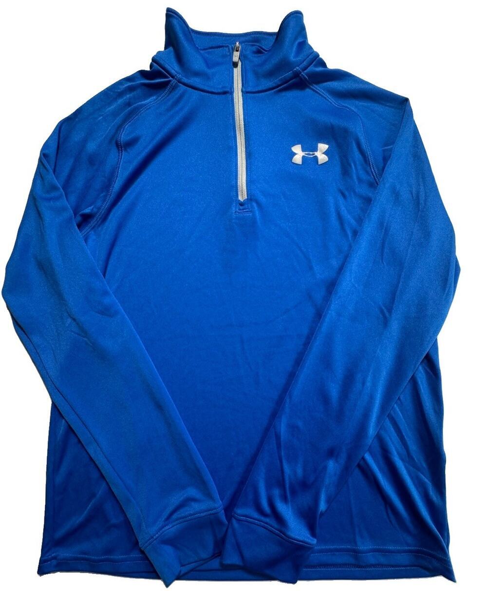 Under Armour HeatGear Boys YLG Blue 1/4 Zip Pullover Long Sleeve Athletic Top
